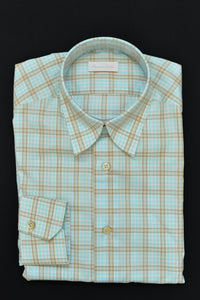 Cotton Popeline Shirt with light blue/beige pattern